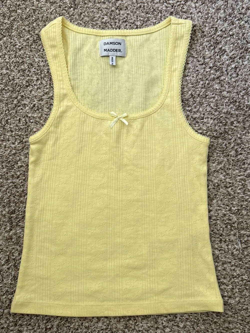 Damson Madder Yellow Ribbed Knit Bow-Accent Camisole